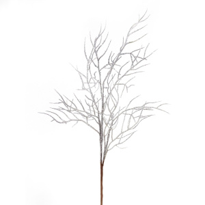 Декоративная ветка с глиттером 68 см Азалия серебряный 