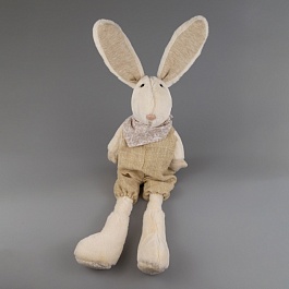 Сувенир 46 см Азалия Кролик-мальчик бело-бежевый