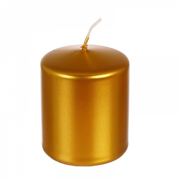 Свеча классическая 7 см Adpal металлик золотой