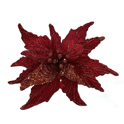 Цветок на клипсе 30 см House of Seasons Пуансеттия красный
