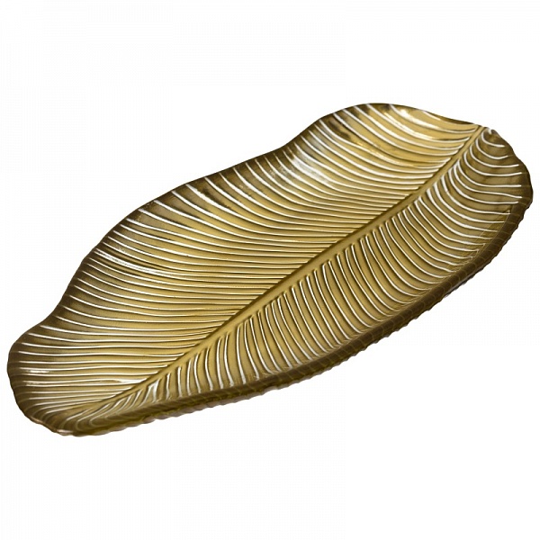 Блюдо 34,5 см Akcam Banana Leaf золотой