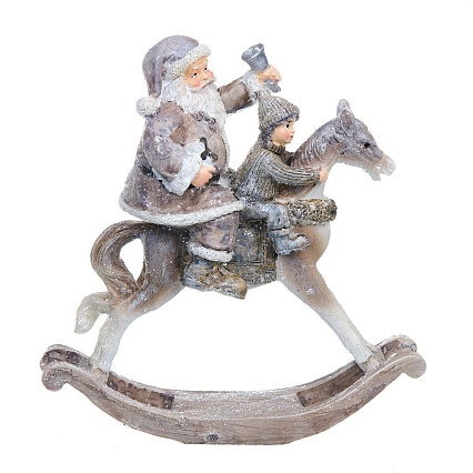 Статуэтка 21 см Royal Collection Санта-Клаус на лошадке-качалке
