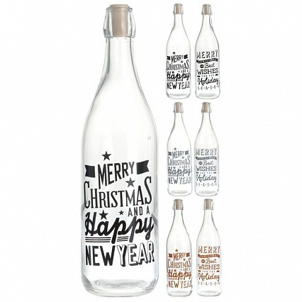 Бутылка декоративная с пробкой Excellent Houseware Merry Christmas в ассортименте 