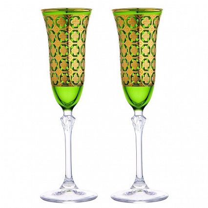 Набор бокалов для шампанского 150 мл Le Stelle Gemma Brandot 2 шт зелёный