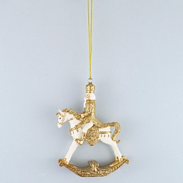 Украшение подвесное Азалия Щелкунчик на лошадке золотой