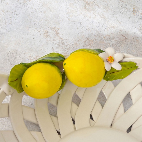Корзина круглая с ручками 33 см Orgia Лимоны