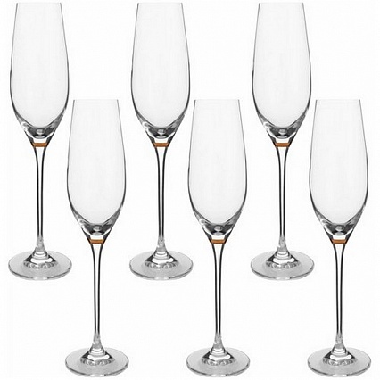 Набор бокалов для шампанского 210 мл Rona Celebration золотая капля на дне 6 шт