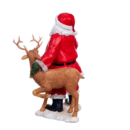 Статуэтка 20 см Royal Collection Санта-Клаус с оленем красный