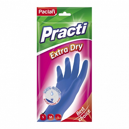 Перчатки резиновые Paclan Practi Extra Dry S в ассортименте