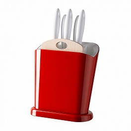 Набор ножей с подставкой 6 предметов Omada Trendy красный