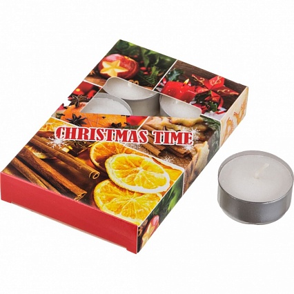 Набор свечей чайных 6 шт Adpal Christmas Time апельсин