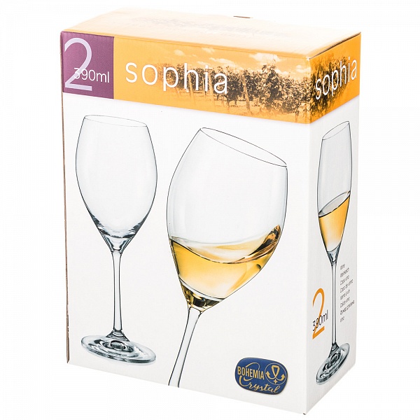 Набор бокалов для вина 390 мл Bohemia Crystal Sophia 2 шт