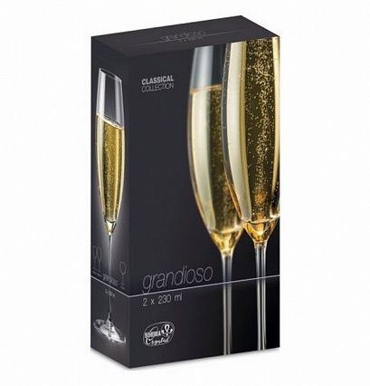 Набор бокалов для шампанского 230 мл Bohemia Crystal Грандиосо 2 шт
