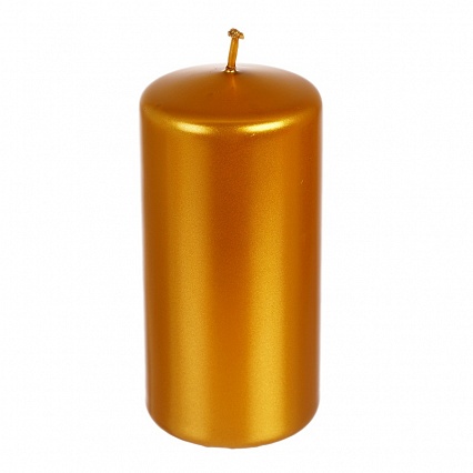 Свеча классическая 12 см Adpal металлик золотой
