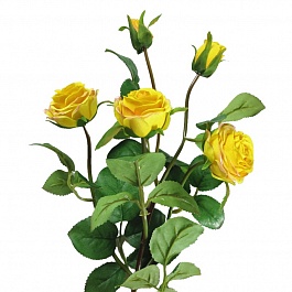 Искусственная кустовая роза 55 см MayBlummy жёлтый