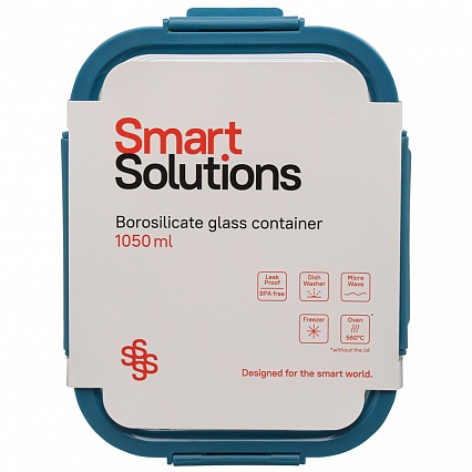 Контейнер стеклянный 1,05 л Smart Solutions синий