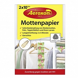 Бумажные листы от моли меховых и ковровых жучков Aeroxon 2 шт