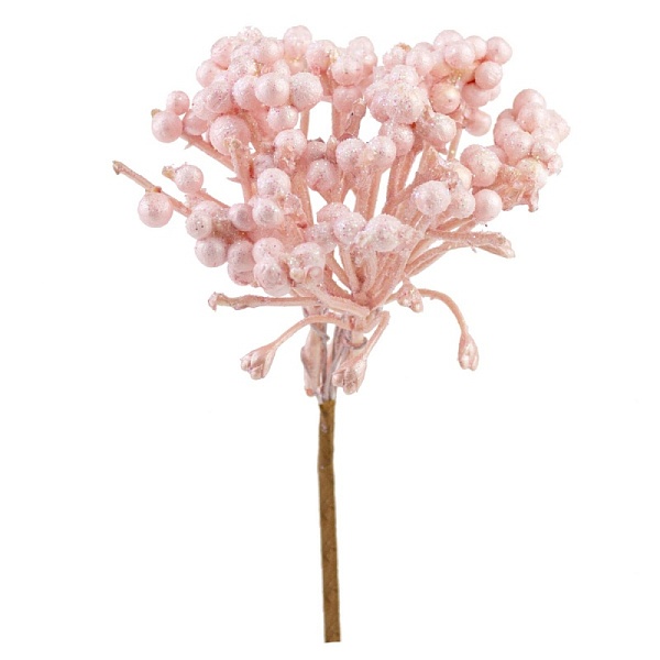 Ягоды декоративные на вставке 14 см Азалия розовый