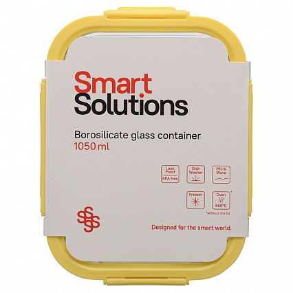 Контейнер стеклянный 1,05 л Smart Solutions жёлтый